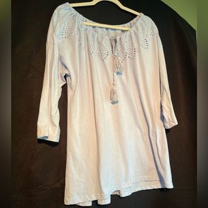 Woman Within 3/4 Sleeve Baby Blue Size 14/16